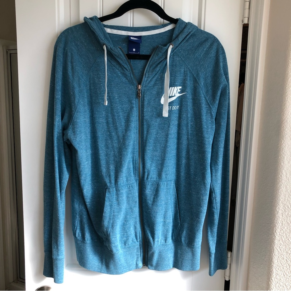 Nike heathered teal blue zip up hoodie jacket